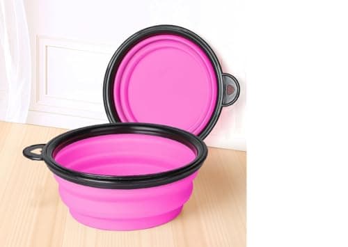 Collapsible Dog Bowl 2 Pack Portable Foldable Pet Travel Bowls for Dogs & Cats Silicone Food & Water Bowl 17cm Random Colours — view 4