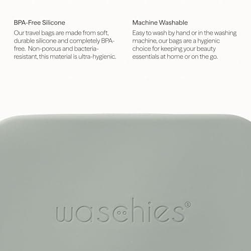 Waschies Large Travel Beauty Bag in Sage - BPA Free Silicone Toiletries Pouch – Machine Washable – Keeps Skincare & Cosmetic Products Hygienic for Travel & Everyday Use — view 2