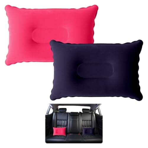 Grosion 2Pcs Blow up Pillow,Inflatable Pillow,Inflatable Pillows for Camping,Beach Pillow,Portable Ultra Light Air Camping Pillows for Outdoor Bolster Sunbed Beach (Purple/Pink)