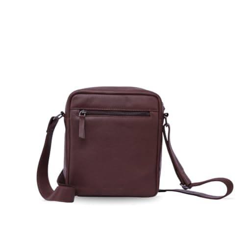 WASAMA Full‑Grain Leather Messenger Bag for Men, Crossbody Shoulder Sling Bag for Travel & Commute, 3 Zippered Pockets, Adjustable Strap (Medium) — view 2