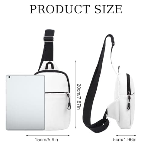 Winsegom Small Sling Bag for Men Women, Water-Resistant Cross body Chest Bag, Anti-Theft Crossbody Bag with Adjustable Strap, Lightweight Shoulder Bag for Travel, Hiking, Work (White) — view 3