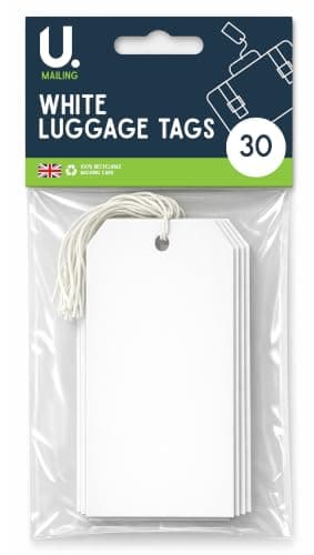 U Label White Luggage, Storage Tags - Pack of 30, 120mm x 60mm