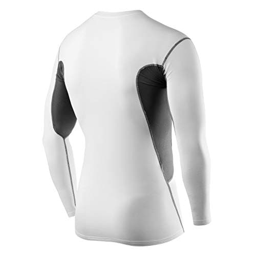 TCA Men's SuperThermal Compression Base Layer Top Long Sleeve Thermal Under Shirt - White/Space Grey, M — view 2