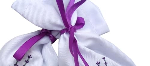 Embroidered Lavender Bags Filled with Dried Lavender (2 white bags) — view 5