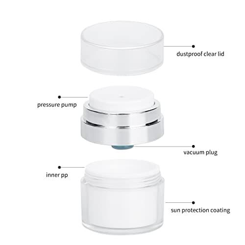 Airless Pump Bottle, 2PCS Moisturiser Container, Refillable Pump Dispenser Cream Jar Vacuum Bottle Travel Cream Bottles Portable Cosmetic Container (50ml) — view 5