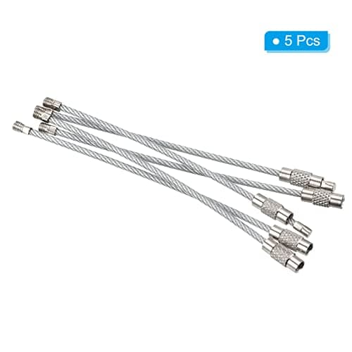 PATIKIL 3.5 Inch Length Wire Keychain Cable, 5 Pack Stainless Steel Key Ring Loop, Silver — view 3