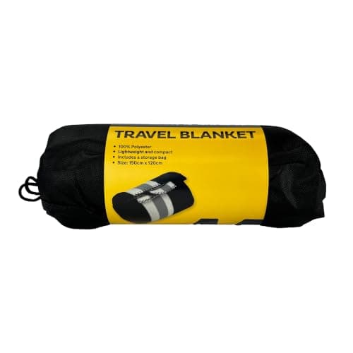 AA Travel Fleece Blanket AA3423 - 100% Lightweight Polyester 150cm x 120cm Black White Grey Stripes — view 2