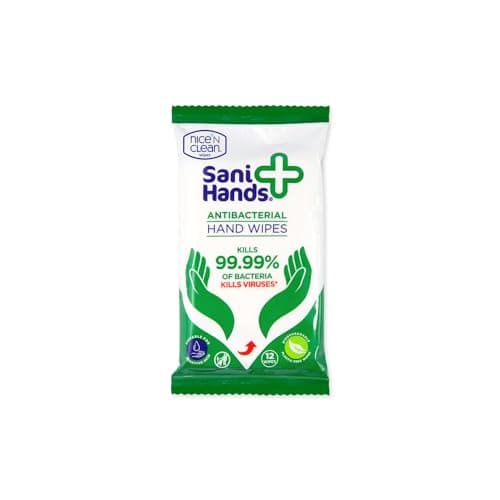 Sani Hands - Anti-bacterial Hand Wipes - Dermatologically Tested, Biodegradable Wet Wipes - 10x12 Wipes (120 Wipes) — view 2