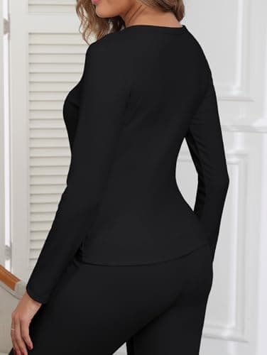 IWOLLENCE Thermal Long Sleeve Top Women (Black, M) — view 3
