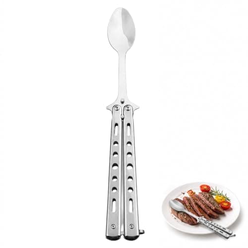 RLMVGBX Folding Camping Spoon Stainless Steel Portable Travel Cutlery