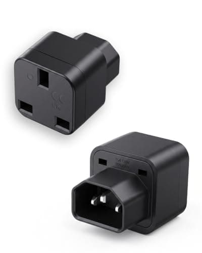C14 to UK Socket Adapter(2-Pack),250V/10A C14 Male to UK Type G Socket