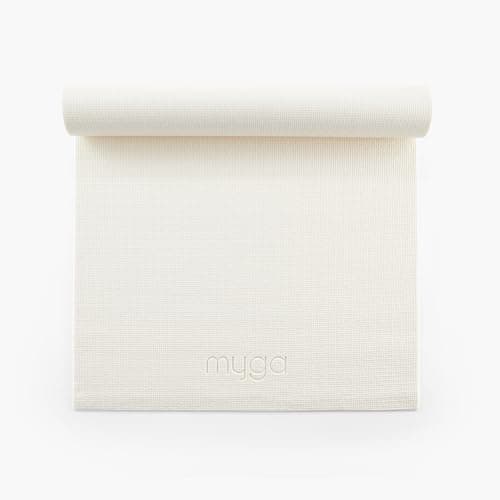 Myga Yoga Mat with Carry Strap – Non-Slip, Lightweight & Durable Exercise Mat for Yoga, Pilates & Fitness – Sweat-Resistant & Easy to Clean – 173cm x 61cm x 4mm – Cream — view 6