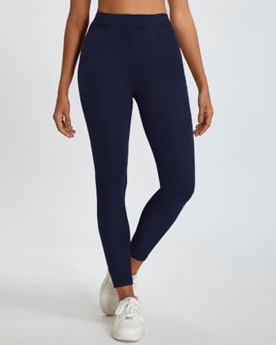 Havideto Thermal Cotton Leggings Women High Waisted Ladies Fleece Lined Pants UK Winter Thick Warm Navy M/L — view 2