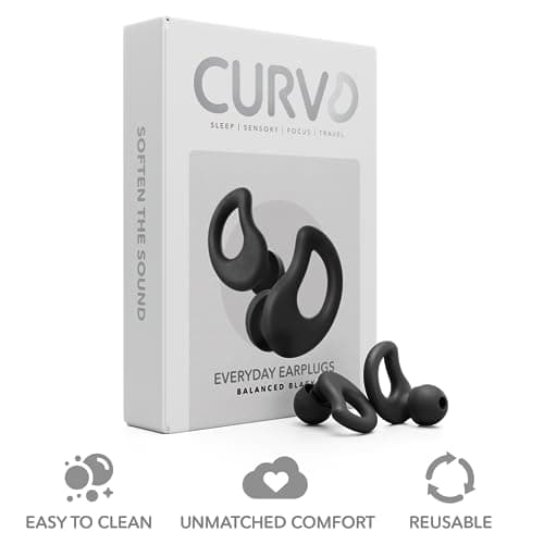 CURVD Everyday Earplugs – Ultra Soft, Customizable Sleep, Travel, Sensitivity, Noise Protection, for Sound Canceling Isolation, up to -30dB Reduction, NRR 15, Reusable and Sustainable (Black) — view 3