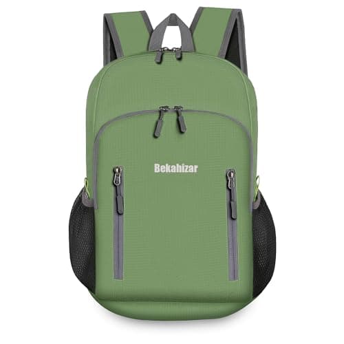 Bekahizar 20L Ultra Lightweight Backpack Foldable Hiking Daypack Rucksack Water Resistant Travel Day Bag for Men Women Kids Outdoor Camping Mountaineering Walking Cycling Climbing (Green) — view 2