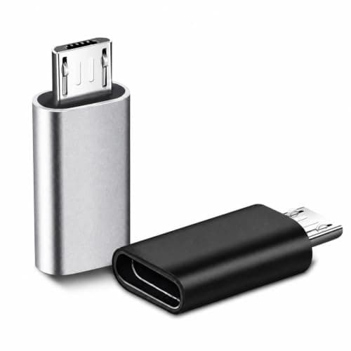 Crongtikoo 2 Pack USB C to Micro USB Adapters, Silver and Black