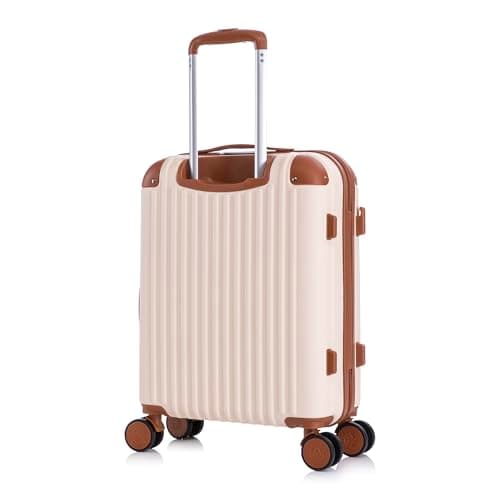 Rocklands London Cabin Suitcase 55x40x20cm Hard Shell Lightweight Carry On Travel Case 4 Wheels, Corner Guards & TSA Lock | 10kg Cabin Bag for Ryanair, easyJet & 100+ Airlines, Cream, Small 20" — view 2