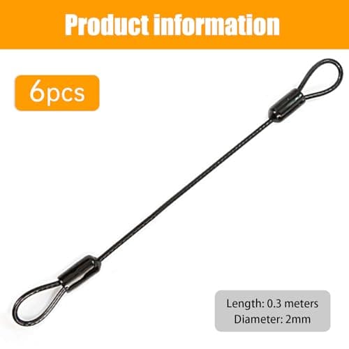 6-Pack Stainless Steel Wire Rope Lanyard Cable Tether Safety Strap Iron Safety Cable Wire with Double Looped Ends Coated Plastic Security Cable Luggage Lock for Chain Lock — view 2