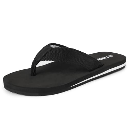riemot Flip Flops Men's Thongs Sandals, Comfort Lightweight Thong with Arch Support Shoes Summer Outdoor Beach Pool Sandal, Non-Slip Walking Slippers,Black UK 13/EU47