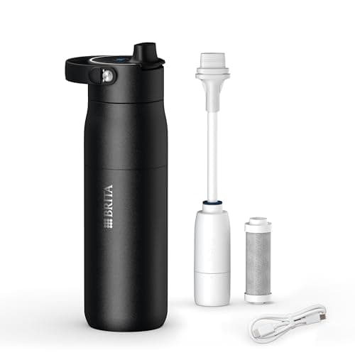 BRITA LARQ iQ Digital Filter Water Bottle Black (680ml) with Hydration Tracking App, Activated Carbon Water Filter & UV-C - neutralises 99.99% bacteria, reduces micro impurities, PFAS & more