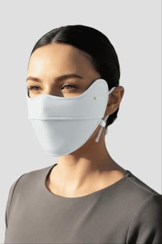 ANNIOU UPF 100 Sun Protection Face Mask – Lightweight Cooling UV Face Cover for Men & Women, Breathable Antibacterial Fabric, Adjustable Ear Loops for Outdoor Cycling, Running & Travel (Light Gray) — view 3