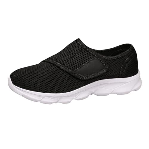 Men’s Slip On Walking Trainers with Cross Elastic Band Breathable Mesh Lightweight Cushioned Shoes for Summer Travel Outdoor Activities White, Size 7.5