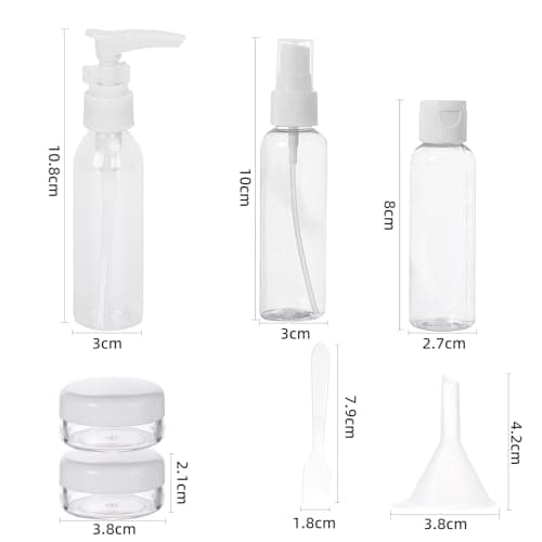 8Pcs Travel Bottles for Toiletries,100ml Travel Spray Bottle Mini Shampoo and Conditioner Set,Plastic Refillable Travel Pots,Clear Empty Small Jars with Lids for Traveling Make-up Skincare Cleaning — view 2