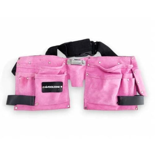 Dunnet Tools Pink 11 Pouch Tool Belt – Adjustable Work Belt with Multi Pocket Tool Organiser, Lightweight Utility Tool Storage with Hammer Loops & Tape Holder for DIY & Gardening