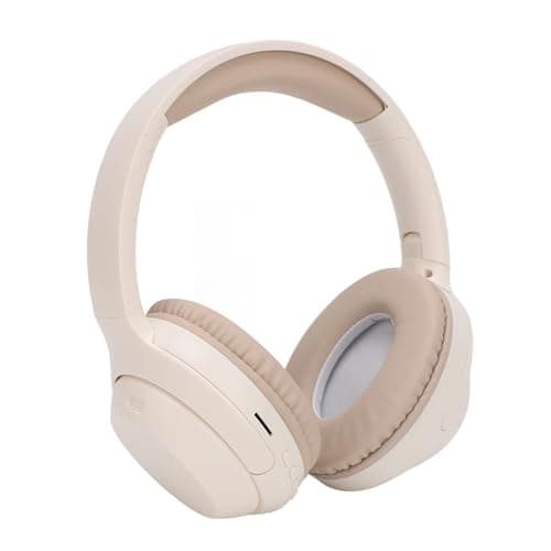 Headphones Over Ear, Wireless Headphones with Microphone, Deep Bass Stereo Foldable Lightweight Headset, Long Playtime, for Travel, Work, Home (Khaki)