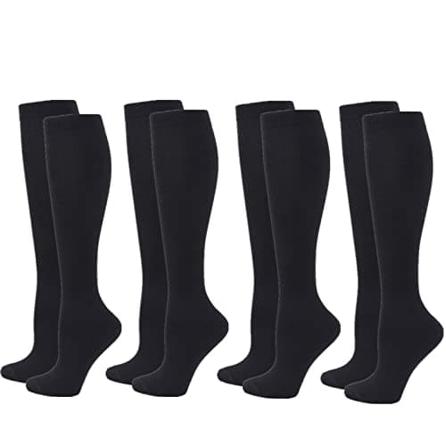 Zingso Compression Socks for Women Men, 4 Pairs 20-25mmHg Flight Socks Compression Stockings for Sport, Athletic, Travel, Pregnancy, Nursing