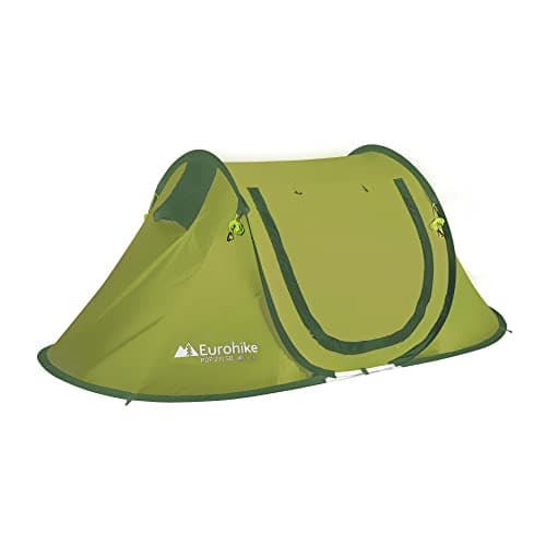 Eurohike Pop 200 Tent for 2 People with Sewn in Groundsheet, 2 Man, Easy to Pitch, Pop-Up Design, Lightweight (Green)