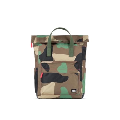 ROKA London Canfield B Collection Sustainable Nylon Zip Top Roll-Top Tote Backpack, Vintage Camo