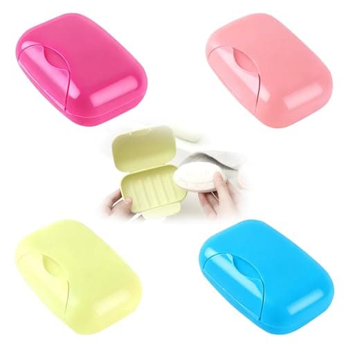 Travel Soap Case, 4Pcs Soap Dish with Lid, Closable Soap Holder Portable Soap Dish for Shower Travel Hiking Bathroom School Gym and Camp(Green/Blue/Pink/Rose Red)