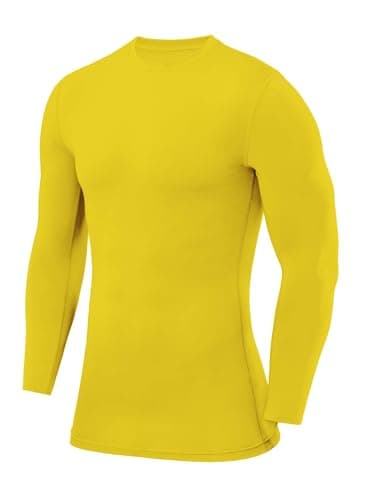 PowerLayer Compression Tops for Men Base Layers Men's Running Top Thermal Shirt - Sonic Yellow, XXL