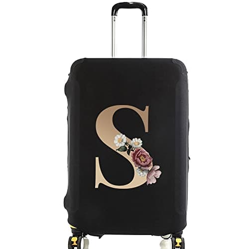 Initial Letter Printed Design Travel Trolley Case Cover Protector Washable Suitcase Cover Luggage Storage Covers for 18-28 Inch Luggage Cover (M (22-25 inch Luggage), gold S)