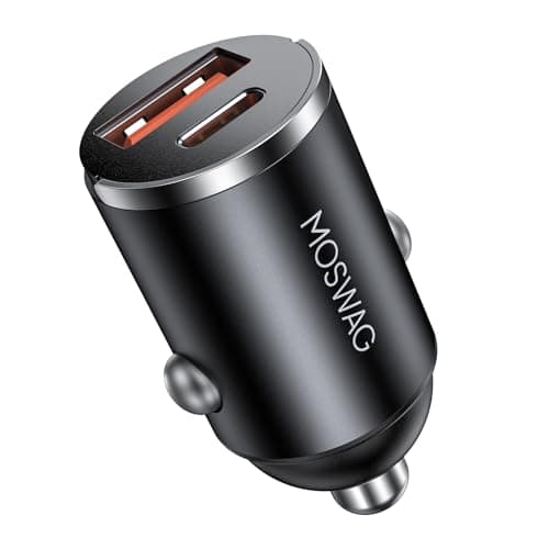 MOSWAG Car Charger USB C Fast Charge, Mini Cigarette Lighter USB Charger