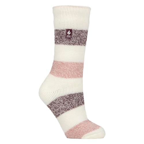 HEAT HOLDERS – Womens Thermal Socks, Thick Fluffy Winter Socks Size 4-7 | Warm Socks for Indoor & Outdoor Wear (UK, Numeric, 4, 7, Regular, Regular, Cream/Muted Coral)