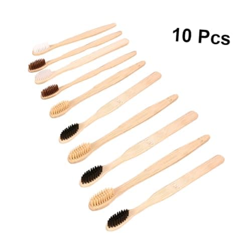 Disposable Bamboo Toothbrush 10pcs Natural Wood Travel Set — view 2