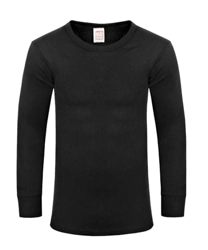 RUBAB Mens Thermal Underwear Vests Long Sleeve Tops Thermal T-Shirt Warm Underlayer Winter Thermals Base Layer Clothing Men Vest Top Size S-2XL (XL Black)