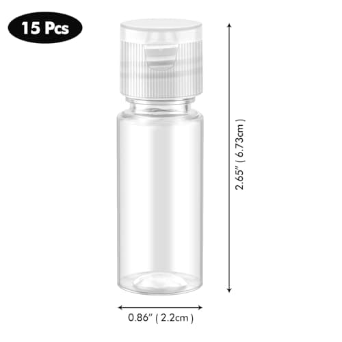 Lunhoo 15 Pcs 15 ml/0.5 oz Clear Plastic Small Travel Bottles for Toiletries, Mini Refillable Cosmetic Sample Containers with Filp Cap for Shampoo Lotion Foundation Essential Oils — view 4