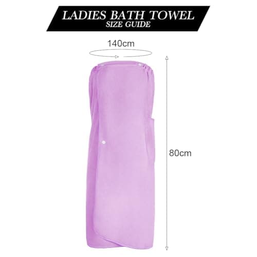 Aomig Women's Quick Dry Microfibre Body Wrap Towel Robe with Adjustable Snap Closure (80x140CM) — view 2