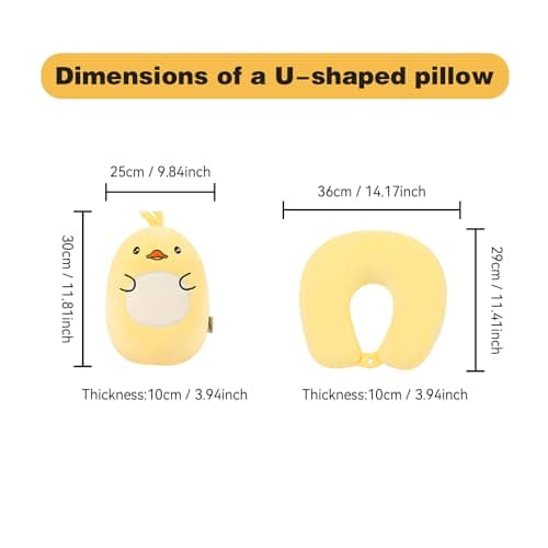 JOYRAVO Kids Travel Pillow - 2-in-1 Deformable Neck Pillow, Soft U-Shaped Pillow with Cute Plush Animals Comfy Sleep and Play Companion for Airplanes, Cars, and Travel - Yellow Duck — view 5