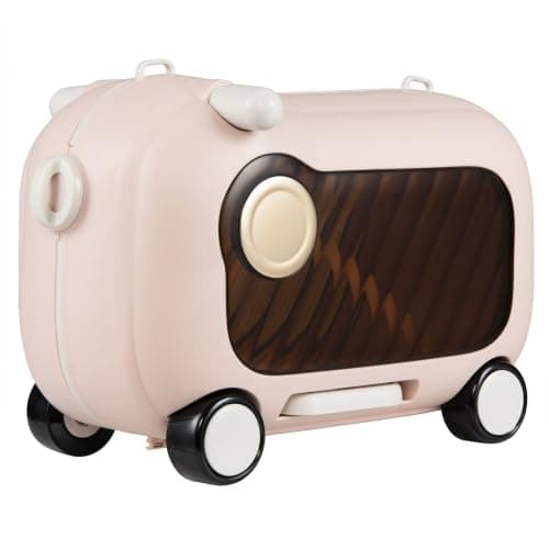 COSTWAY Kids Ride-on Luggage, 2-in-1 Children Suitcase (Pink+Brown)