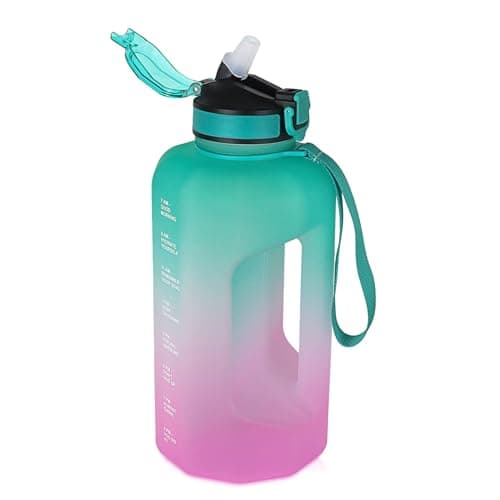 GLEKGLEK 2.2L Water Bottle with Straw, Handle, Leakproof, Green Pink