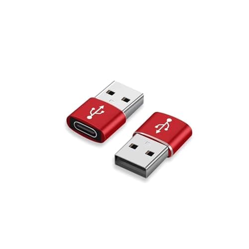 USB C to USB Adaptor, USB to USB C Adapter 2Pack, Type C Female to A Male Charger Cable Converter Compatible with Notebook, Tablet, Smartphone, iPad 10 Air 4 5,Apple 15 14 13 12 Pro Max (Red)