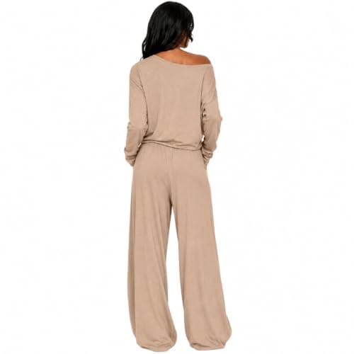 Womens Travel Outfits Plus Size Two Piece with Wide Leg Trousers — view 5