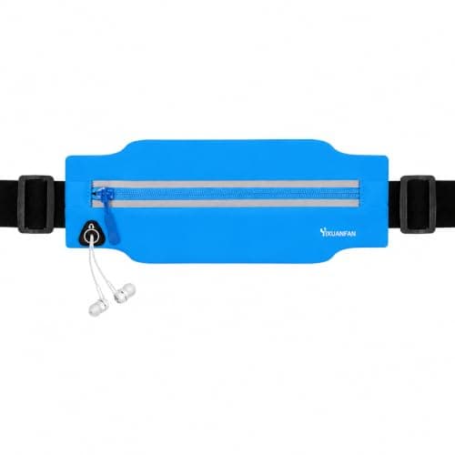 Running Belt for Men & Women, Slim Bum Bag & Running Phone Holder, No Bounce Waist Pack, Water Resistant Reflective Running Pouch, Adjustable Fitness Belt Fits All Smartphones(Blue) — view 2