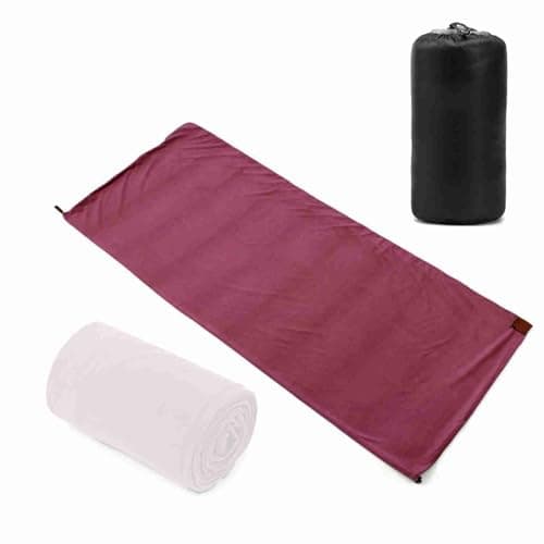 CFTGIW Outdoor Sleeping Bags Portable Emergency Sleeping Bag Light-weight Fleece for Camping Travel Hiking Opening Closing Zipper Convenient Design Comfortable Fabric (Burgundy) — view 4