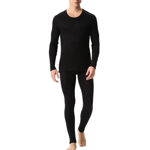 Men's Thermal Underwear Set Fleece Lined Base Layer,Winter Warm Long Sleeve T Shirts and Pants for Cold Weather Protection with Comfort Stretch Fit and Moisture Wicking (Black, XL) — view 2