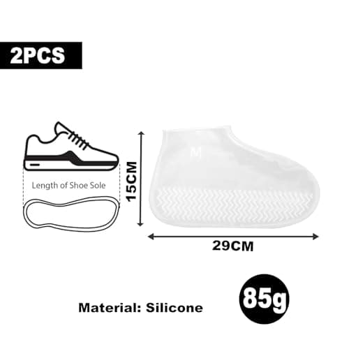 Reusable Silicone Shoe Cover, UK 2.5-6.5 Waterproof Covers for Men Women Transparent Anti-Slip Resistant Protector to Prevent Rain into Shoes (Thickened), Dry for Outdoor Cycling Camping Walking — view 2